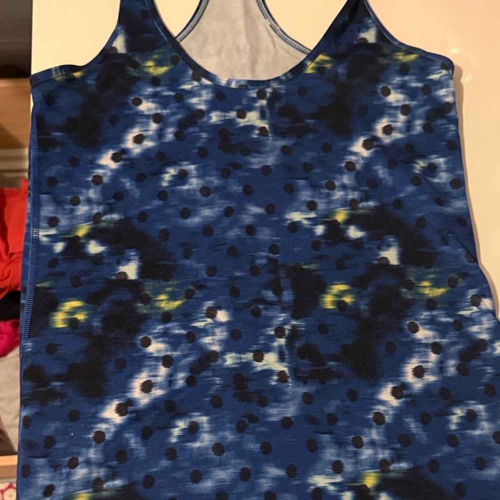 Blue and Black Polka Dot Tank Top Lululemon running tank size 6